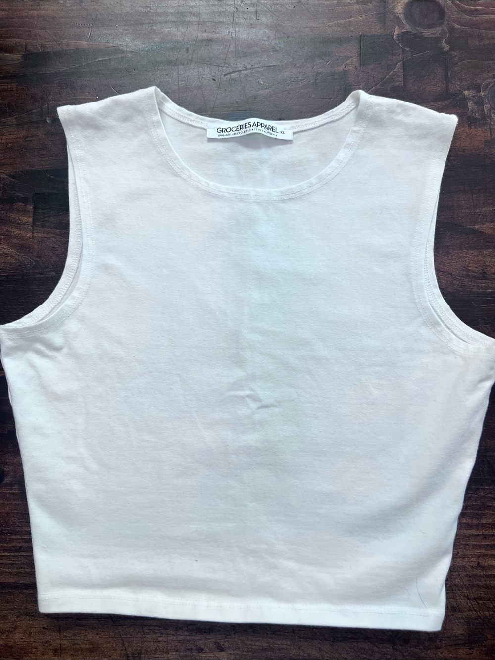 Groceries Apparel White Cropped Muscle Tank